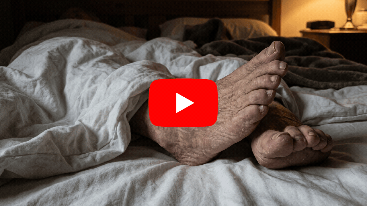 Person suffering from nighttime foot burning